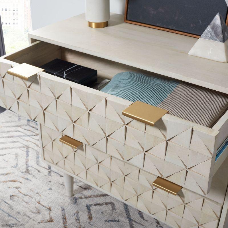 Zinnia 3 Drawer Chest - CHS9000 - White Washed/Brass - Safavieh