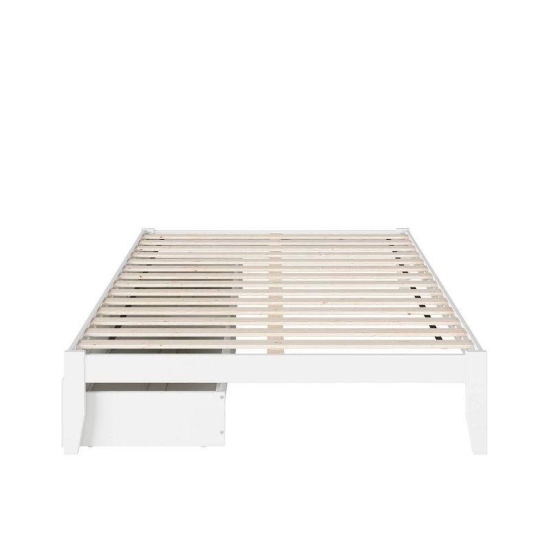 Colorado Queen Platform Bed with USB Charging and Dual Storage Drawers in White