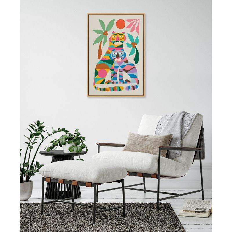 Kate & Laurel All Things Decor 23"x33" Sylvie MCM Tiger Love Wall Art by Rachel Lee Natural: Framed Canvas, Modern Animal Digital Art