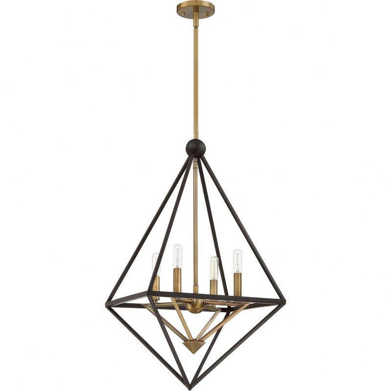 Louvre Inverted Diamond Frame Chandelier with Vintage Filament Candles in Western Bronze