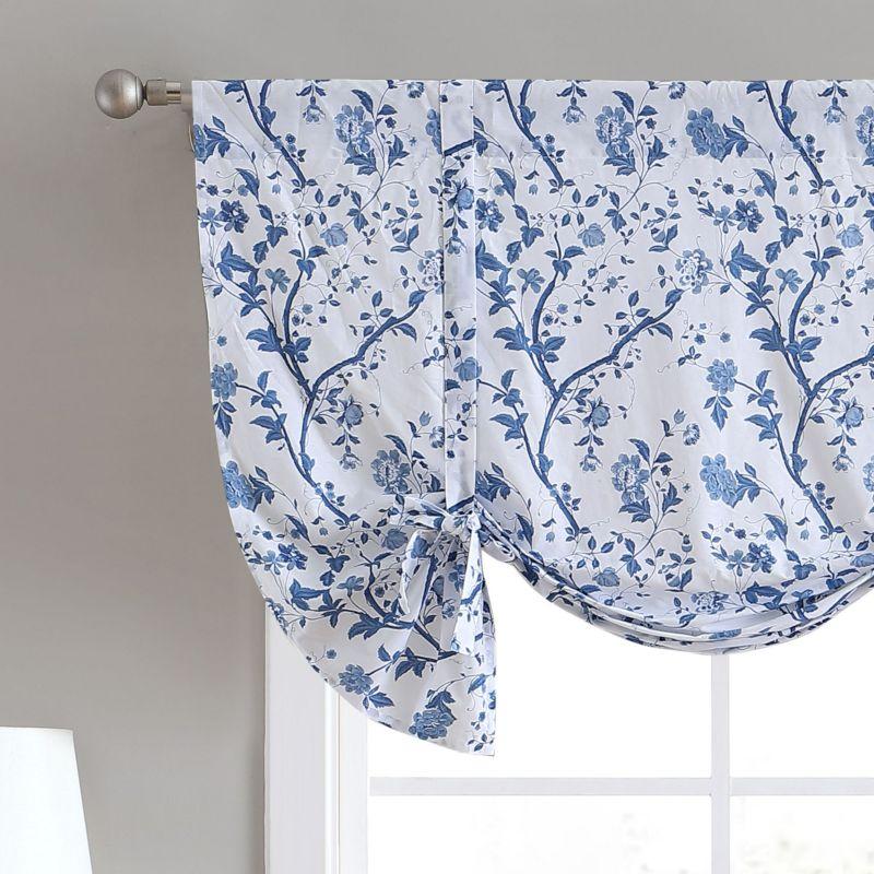 Elise Blue Floral Cotton Tie-Up Valance