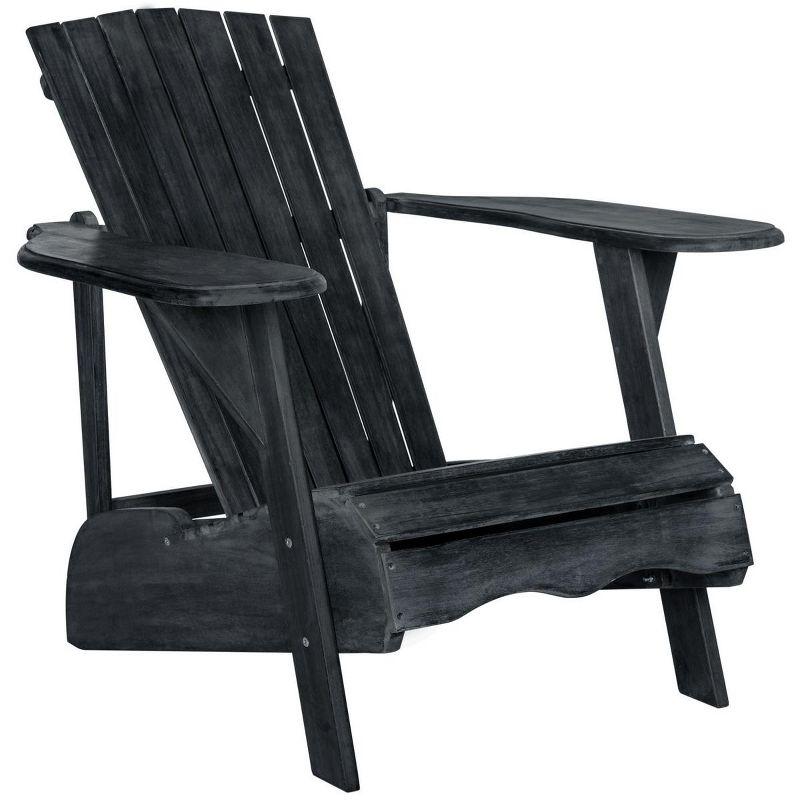 Transitional Black Acacia Wood Arm Chair with Wide Armrests