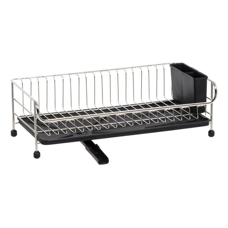 Stainless Steel Compact Dish Rack with Drain Spout