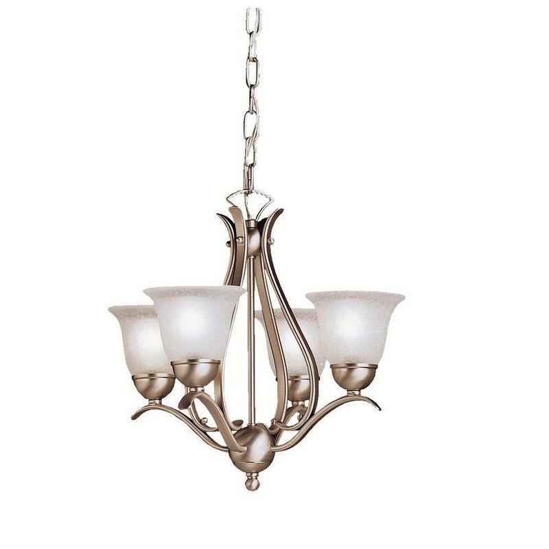 Dover Brushed Nickel 4-Light Mini Chandelier with Etched Glass