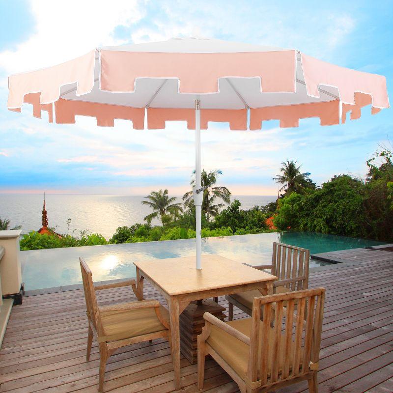 Arlmont & Co. Taveon 9 ft. Classic MidCentury Market Patio Umbrella with UV Protection, Auto-Tilt, and Crank | Wayfair