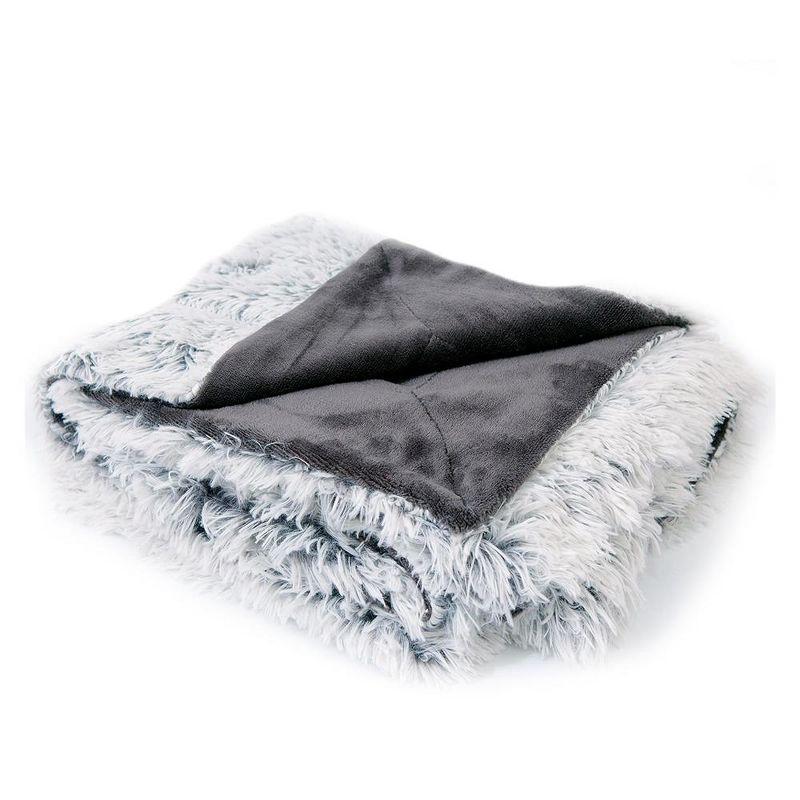 Cheer Collection Long Shaggy Hair Throw Blanket - Gray Ombre (60" x 70")