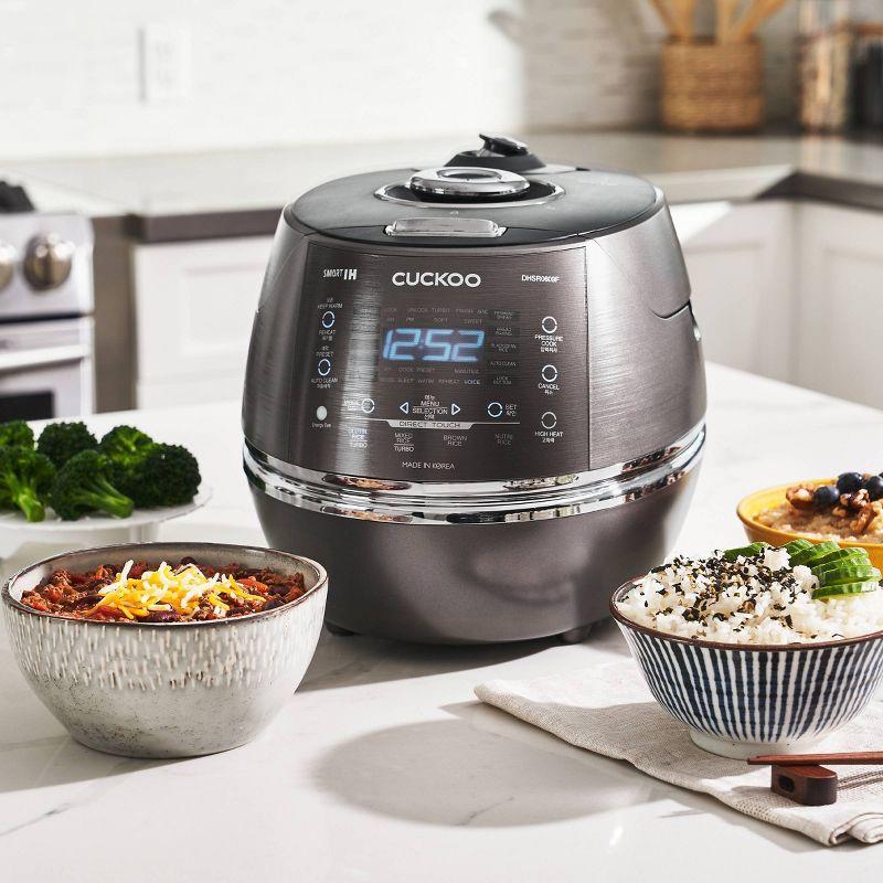 CUCKOO 6-Cup Induction Heating Pressure Rice Cooker with Nonstick Inner Pot, 21 Menu Modes, Fuzzy Logic Tech, 3 Voice Guide, Auto Clean (Dark Grey) CRP-DHSR0609FD