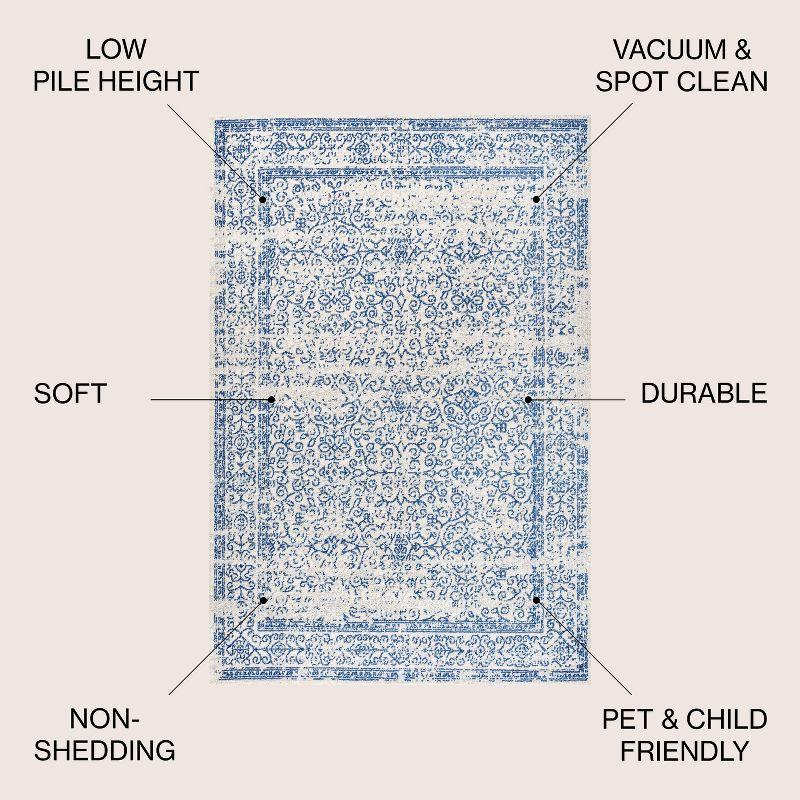 3'x5' Ferro Filigree Charcoal Black and White Area Rug, Cream/Blue - JONATHAN Y