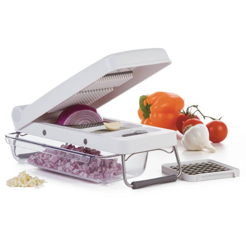 PL8 Professional Chopper White: Stainless Steel Manual Food Chopper, 3 Blades, Dishwasher-Safe, Progressive Veggie Tool