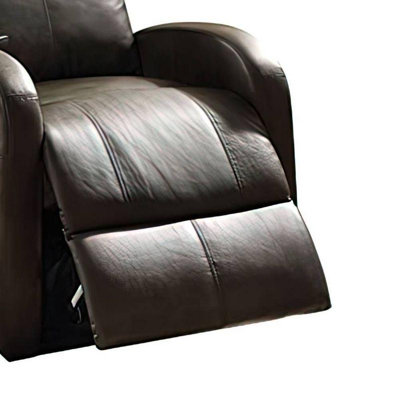 Dark Gray Faux Leather Power Lift Recliner with Wood Accents
