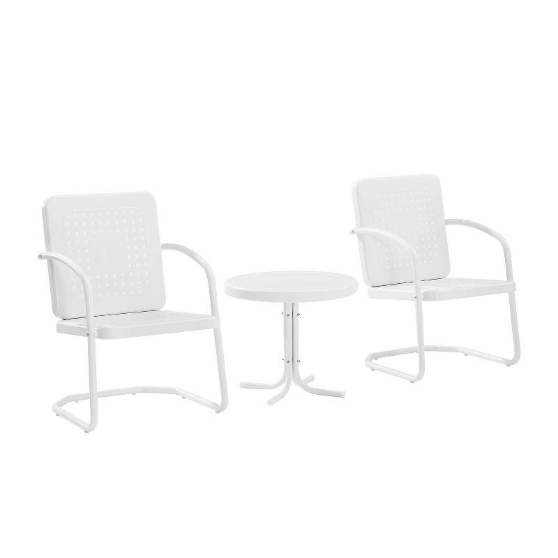 Hashtag Home Burley 3Pc Outdoor Chair Set White Gloss/White Satin - Side Table & 2 Chairs