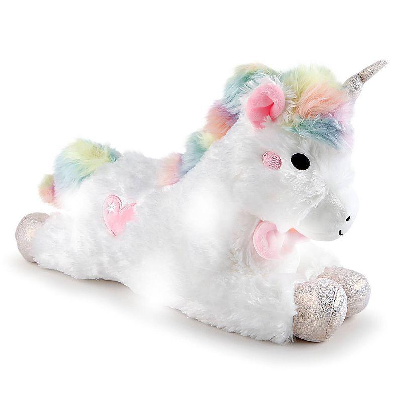 FAO Schwarz Glow Brights Toy Plush LED with Sound White Unicorn 15" Stuffed Animal