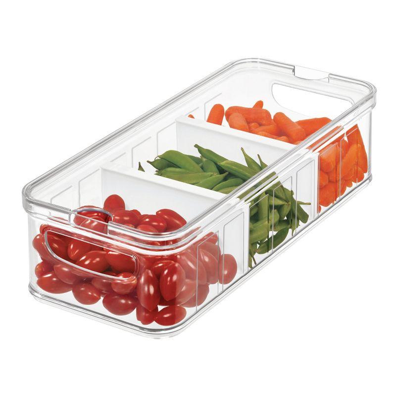 iDesign iDesign Crisp Plastic Refrigerator Pantry Divided Bin with Handles, 14.8" x 6.3" x 3.7", Clear
