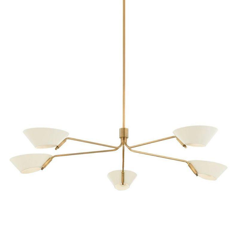 Riaz Chandelier - Cream and Brass / 5 Light