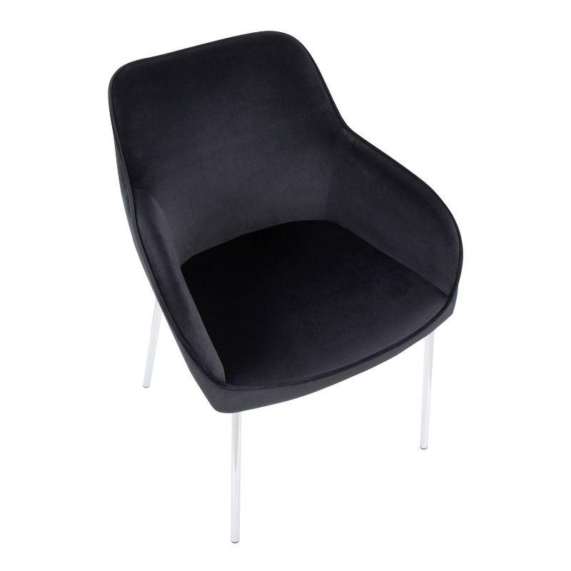 Daniella 24" Black Velvet and Chrome Steel Upholstered Dining Chairs