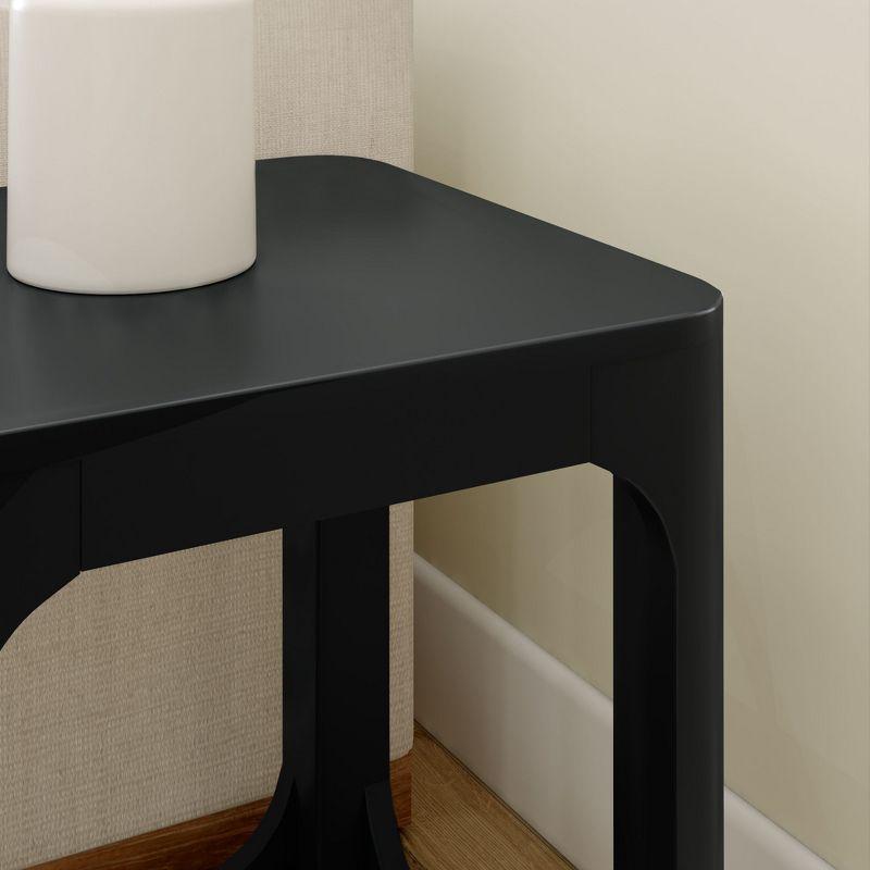 Forma Black Solid Pine Wood Square Side Table with Shelf