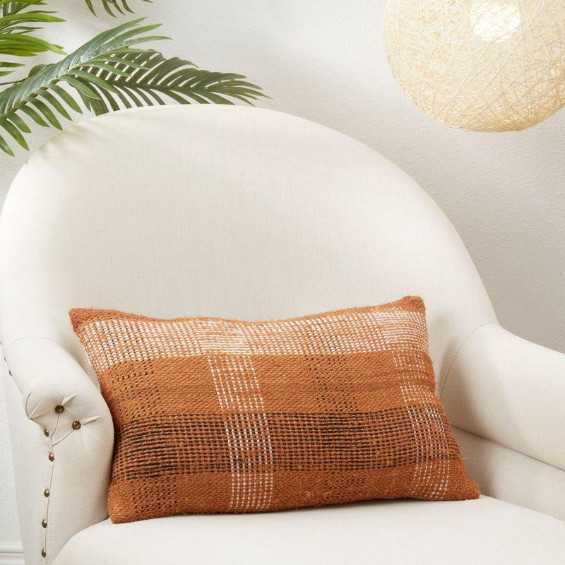 Rustic Plaid Rectangular Duck Feather Throw Pillow