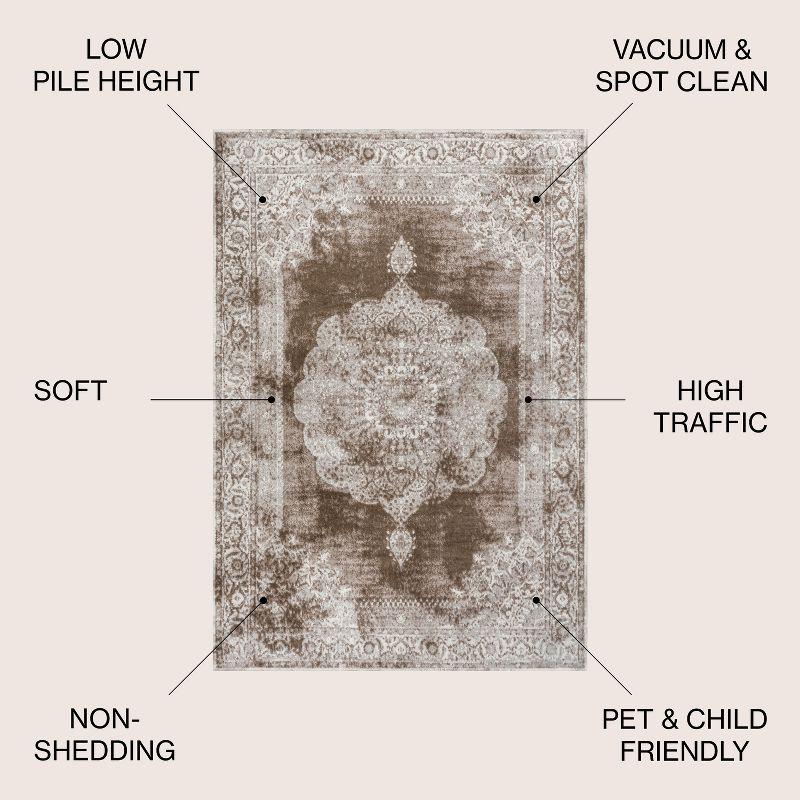 JONATHAN Y Rosalia Cottage Medallion Cream/Brown 5 ft. x 8 ft. Area Rug