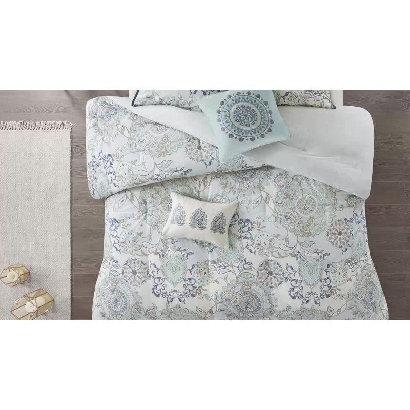 Cassandra Shabby Chic Queen Cotton Comforter Set in Soft Blue