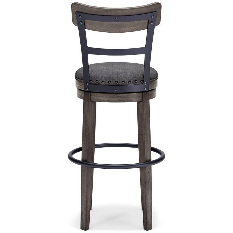 Caitbrook Barstool Gray - Signature Design by Ashley: Antiqued Finish, Swivel, Nailhead Trim