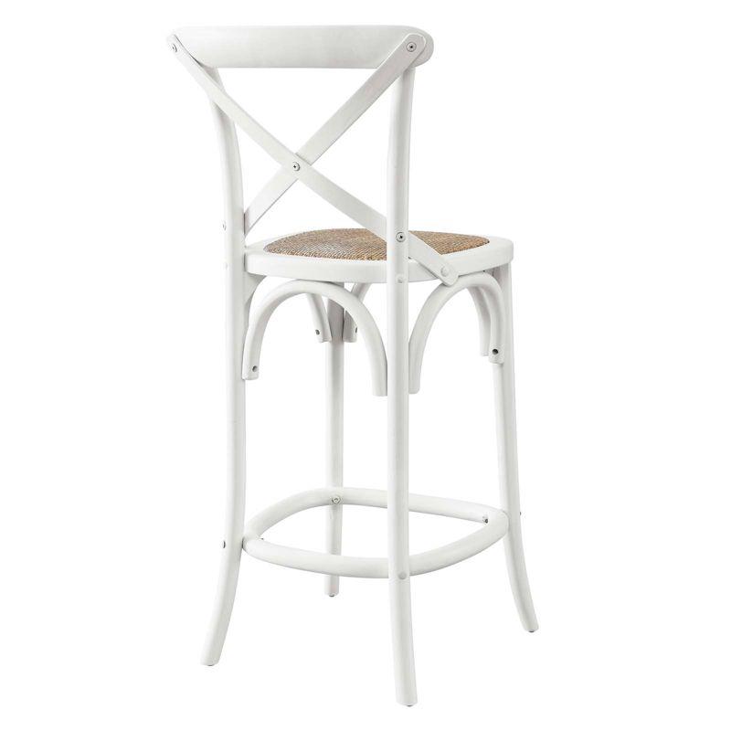 Modern Farmhouse Elm and Rattan White Counter Stool