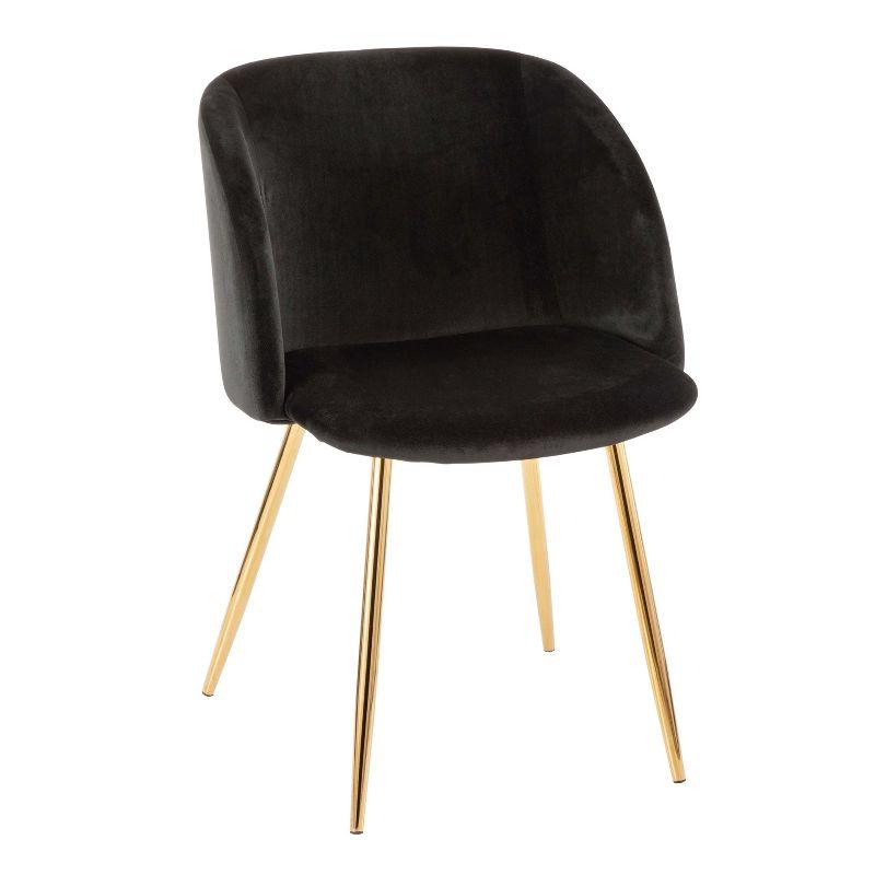 Set of 2 Fran Contemporary Dining Chairs Black/Gold - LumiSource: Velvet Upholstery, Metal Legs, Padded Bucket Seat