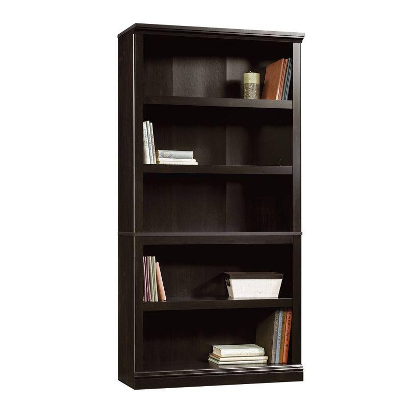 Estate Black Adjustable 5-Shelf Tall Bookcase for Elegant Storage