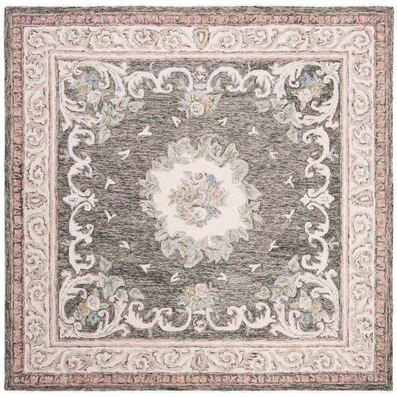 Aubusson AUB105 Hand Tufted Area Rug - Ivory/Charcoal - 6'x6' - Safavieh.