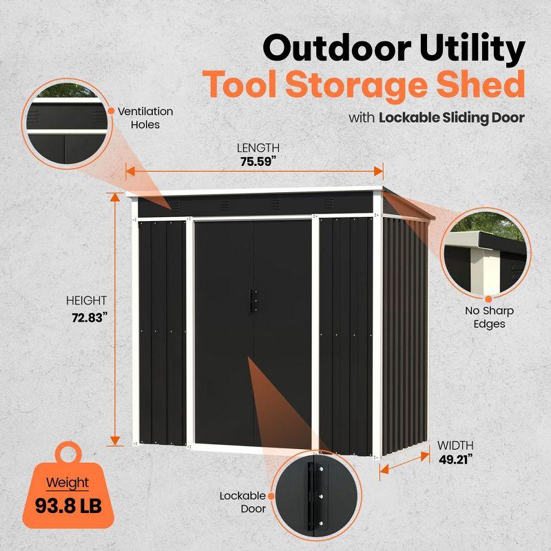 AOBABO Metal Outdoor Utility Tool Storage Shed with Roof Slope Design, Door and Lock for Backyards, Gardens, Patios and Lawns