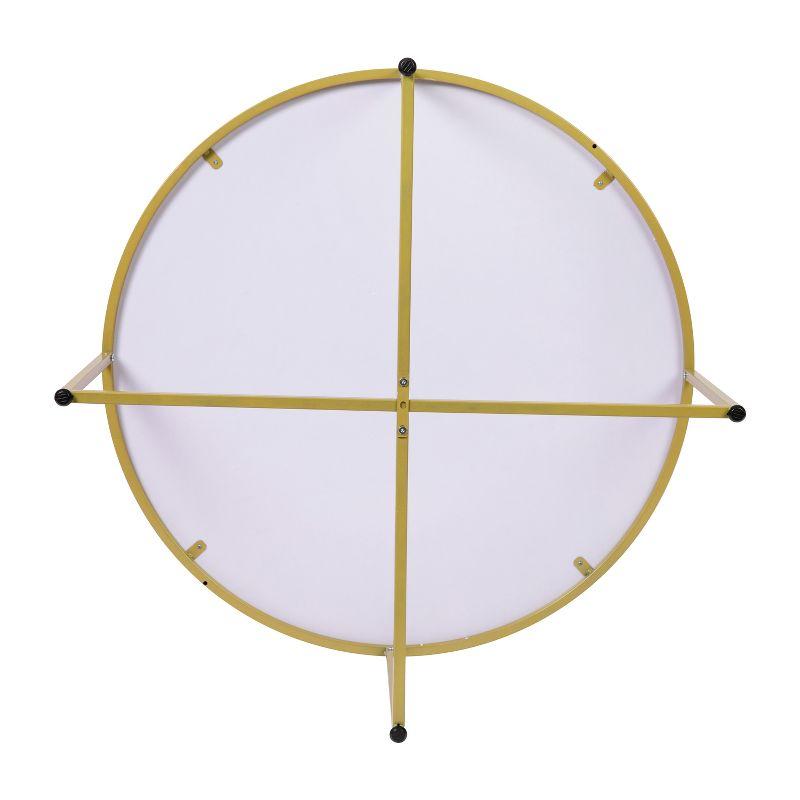 Elegant Round White Marble Coffee Table with Gold Crisscross Base