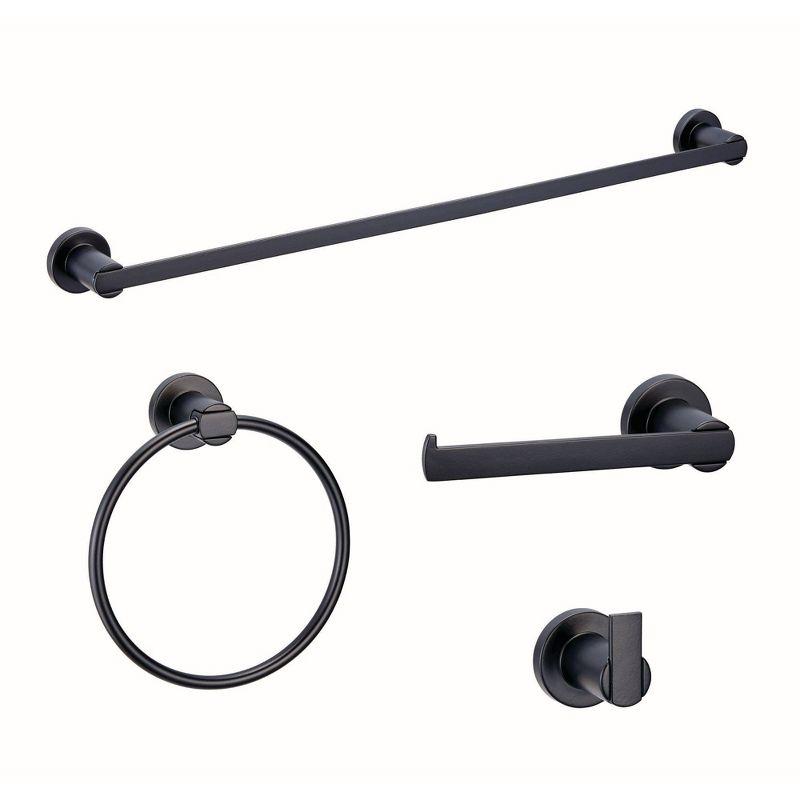 4pc Eastport Bathroom Accessory Kit Matte Black - Design House: Zinc Metal Set with Towel Ring & Toilet Tissue Holder