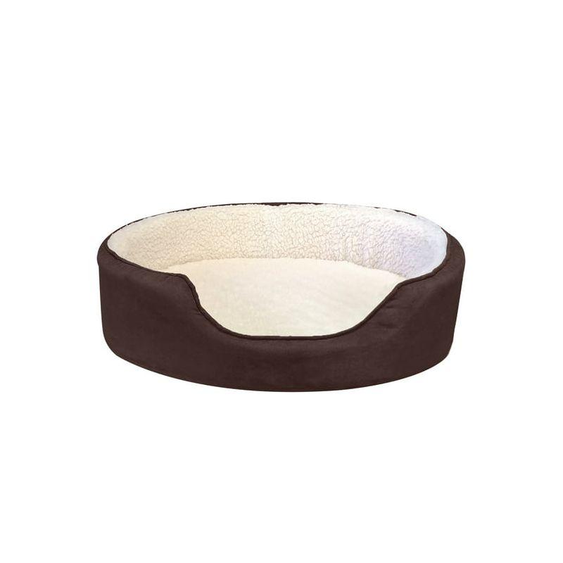 FurHaven Faux Sherpa & Suede Oval Dog Bed
