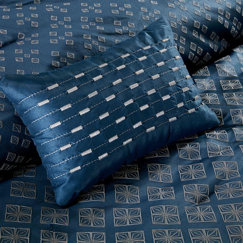 Navy Geometric Jacquard King/Cal King Duvet Cover Set