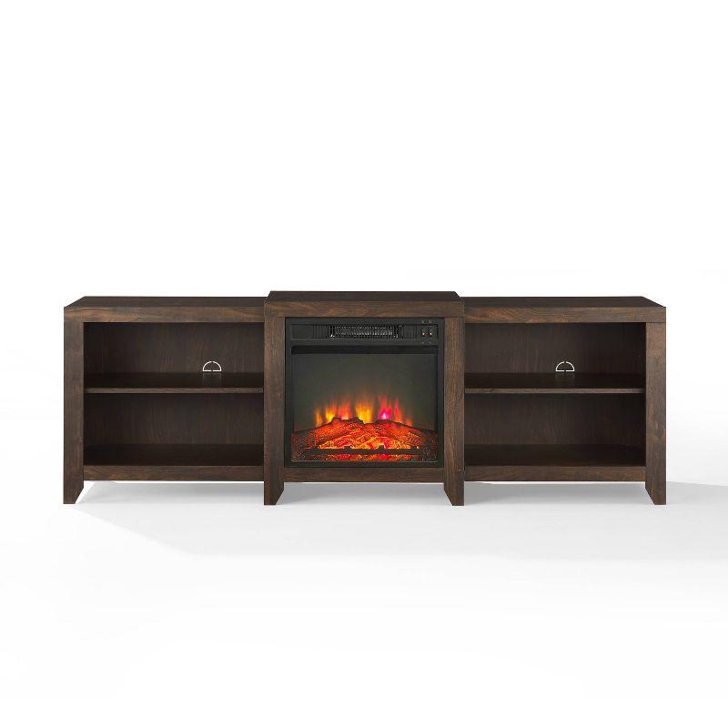 Dark Walnut Low-Profile Media Console with Electric Fireplace