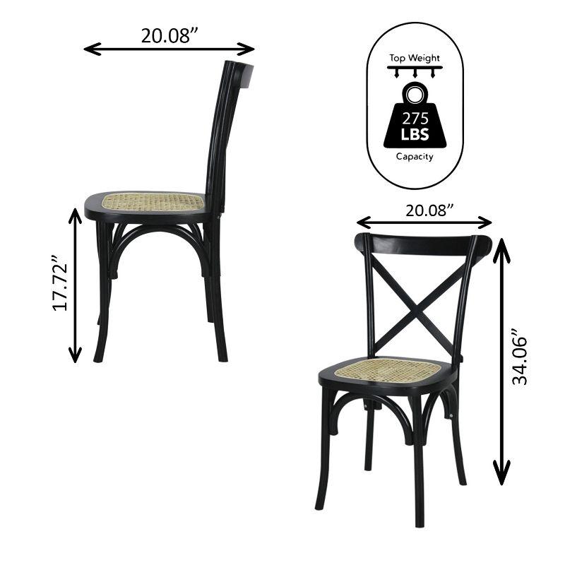 Cassis Classic Traditional X-Back Wood Rattan Dining Chair, Black/Natural (Set of 2) - JONATHAN Y