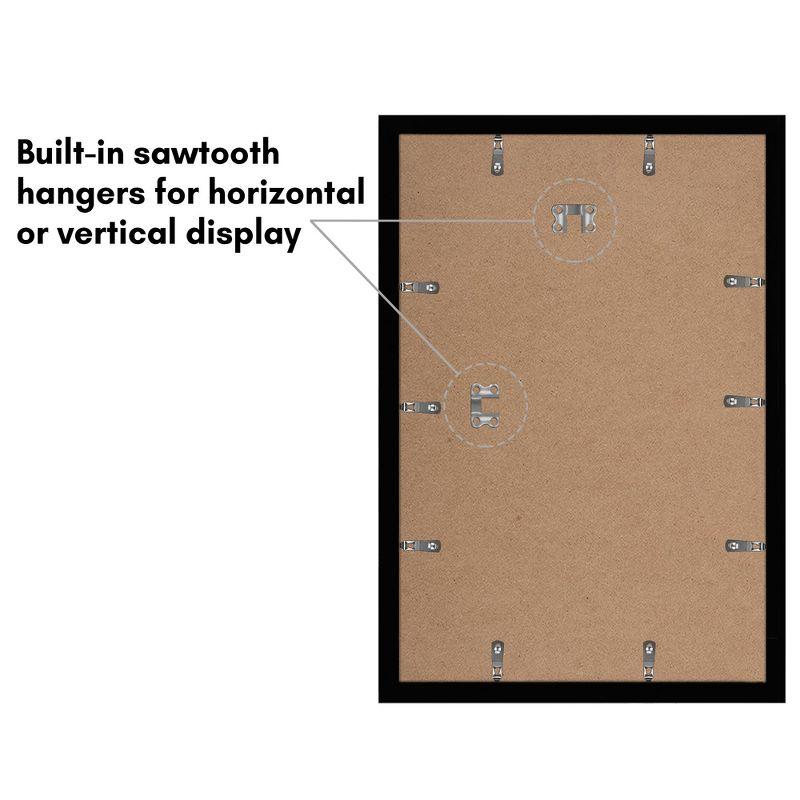 Americanflat 5 Pack of 12x18 Frames with 11x17 Mat - Plexiglass Cover - Black