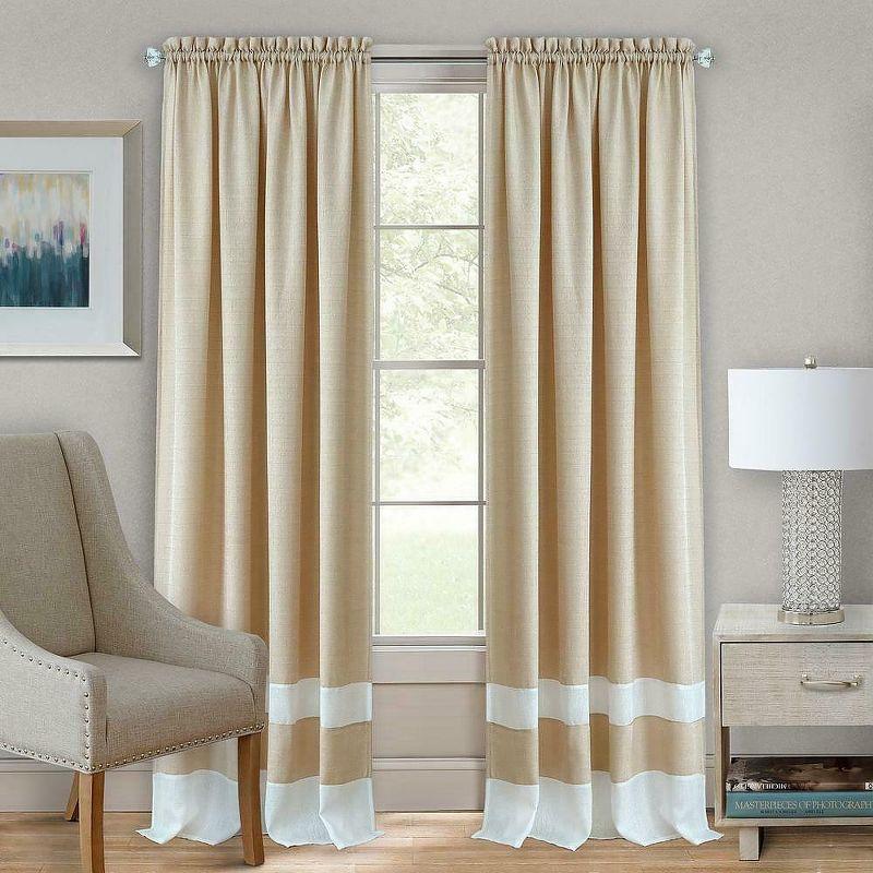 Kate Aurora 2 Pack Shabby Linen Farmhouse Sheer Flax Window Curtains - 52 in. W x 84 in. L, Taupe