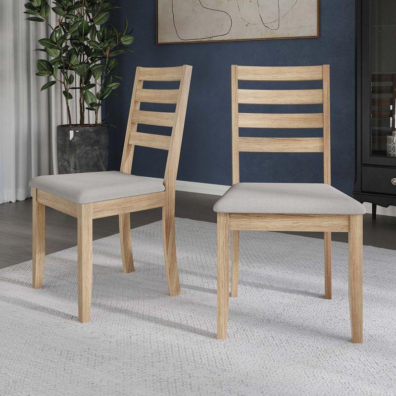 Natural Oak Upholstered Ladderback Side Chair Set