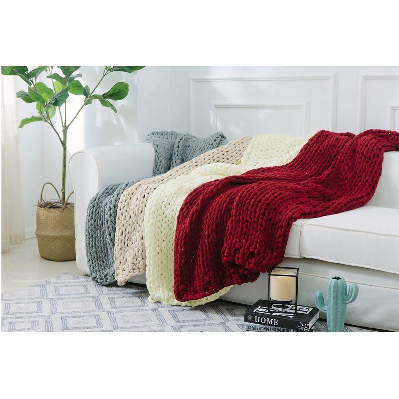 Cheer Collection Chunky Cable Knit Throw Blanket - 50" x 60"