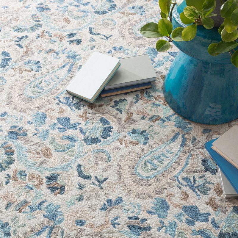 Ines Blue Hand Micro Hooked Wool Rug