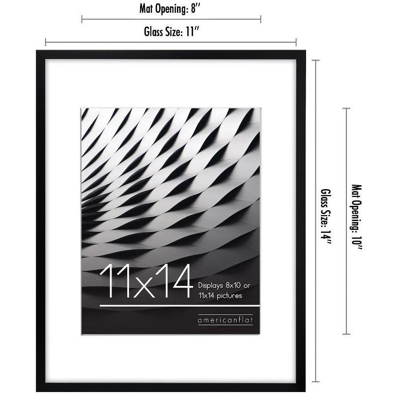 Americanflat 11x14 Picture Frame with Shatter-Resistant Glass, Use as 8x10 Frame with Mat or 11x14 Frame Without Mat, Streamline Collection, Black