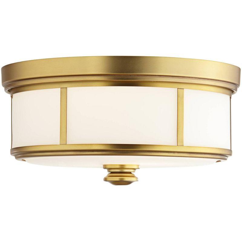 Minka Lavery Modern Ceiling Light Flush Mount Fixture 13 1/2" Liberty Gold Etched Opal Glass Shade for Bedroom Kitchen Living Room