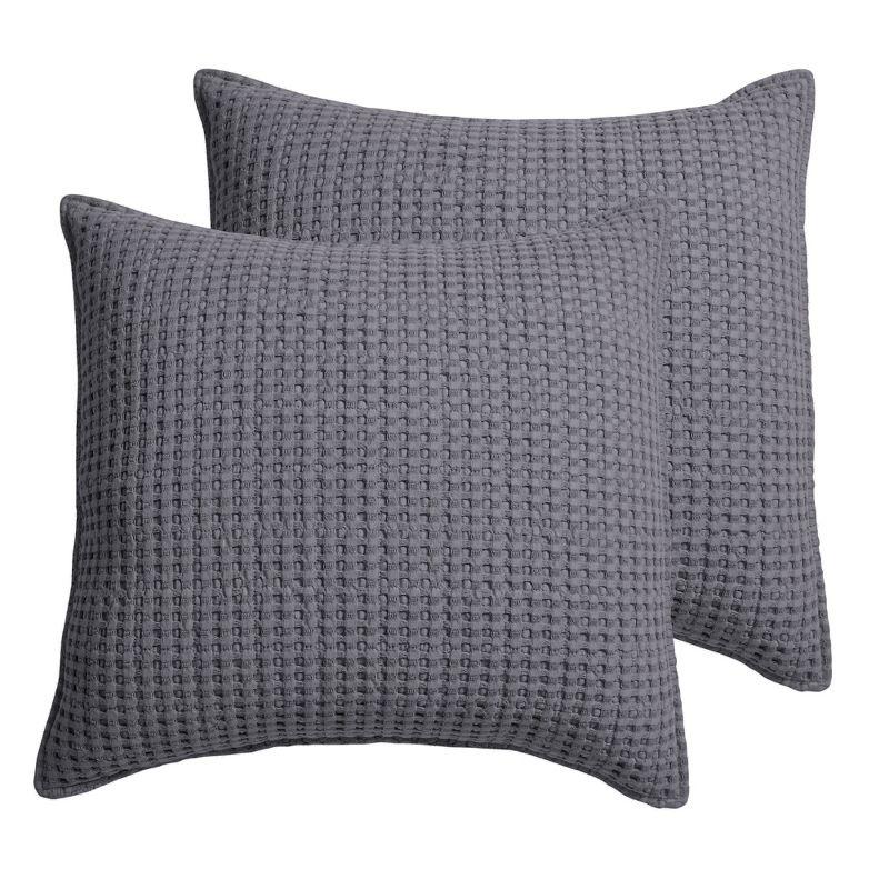 Charcoal Cotton Waffle Euro Sham Set of 2