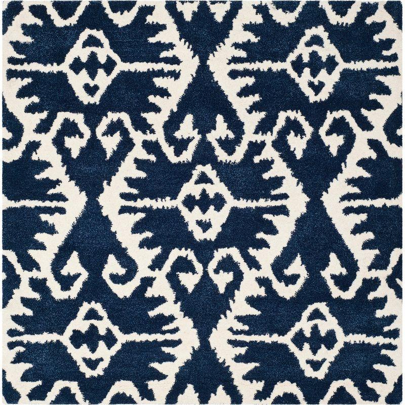 Wyndham WYD323 Hand Tufted Indoor Area Rug - Royal Blue/Ivory - 7'x7' - Safavieh