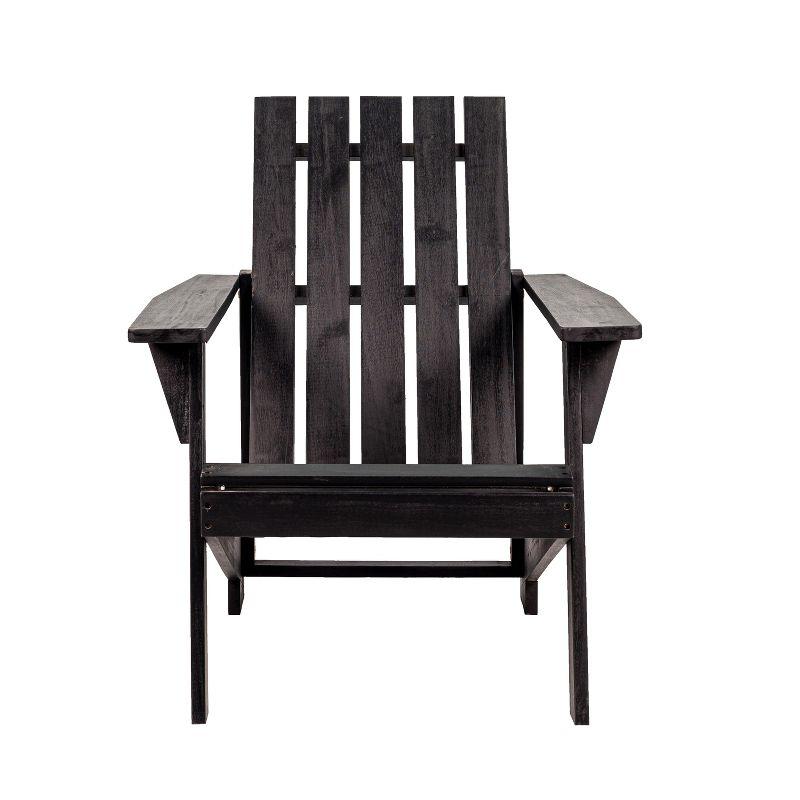 Modern Black Acacia Wood Adirondack Chair with Arms