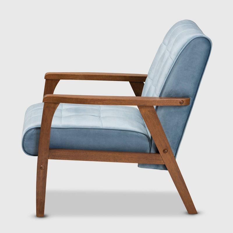 Asta Velvet Upholstered Armchair: Baxton Studio, Mid-Century Modern Design, Rubberwood Frame