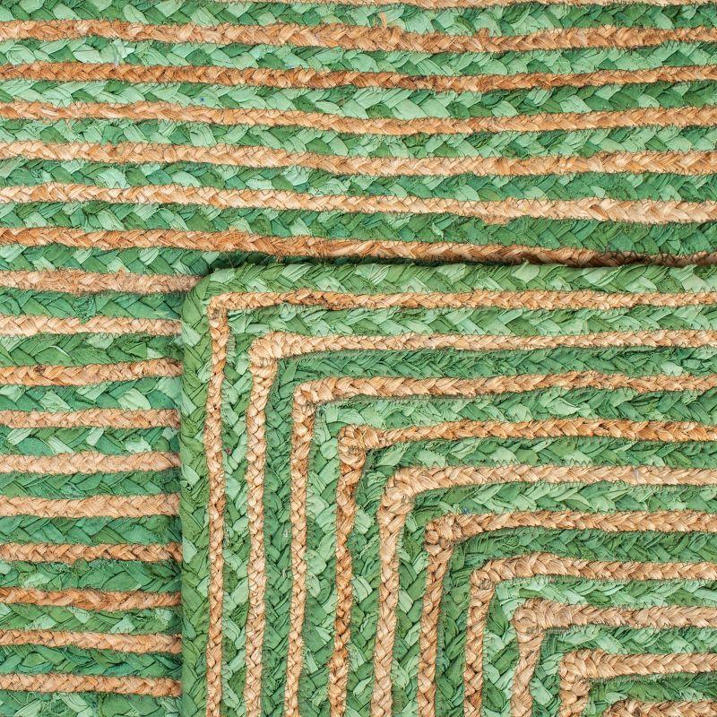 Hand-Knotted Boho-Chic Green/Natural Cotton Area Rug 4' x 6'