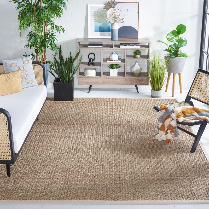 Natural Ivory Square Seagrass and Cotton Area Rug