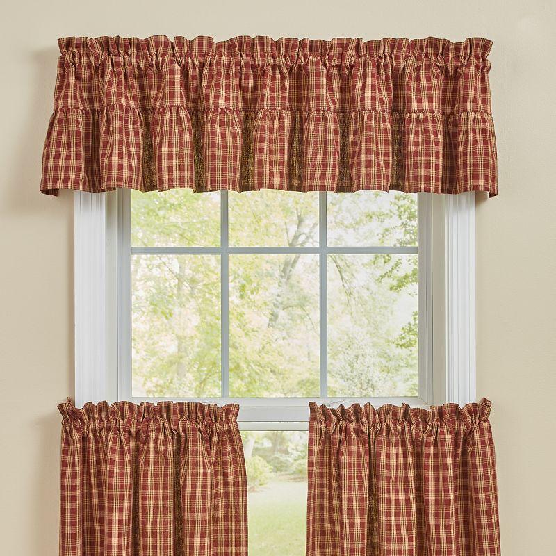 Red Plaid Ruffle Rod Pocket Valance 72"