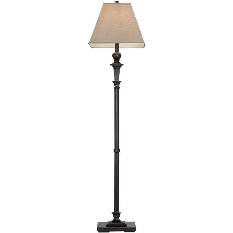 Regency Hill Traditional Floor Lamp 59" Tall Italian Bronze Taupe Faux Silk Square Hardback Shade for Living Room Reading Bedroom Office